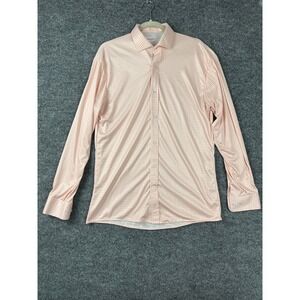 Collars & Co Mens Large Orange White Check Long Sleeve Dress Shirt